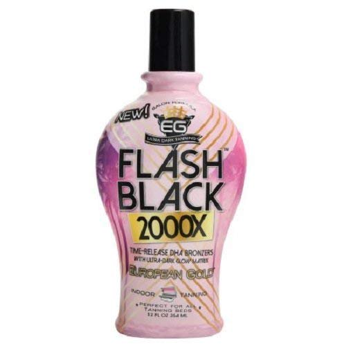 European Gold Flash Black 2000X Indoor Tanning Lotion with TimeRelease DHA Bronzers, 12 Ounce