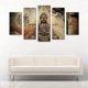 thumbnail image 2 of Juego de Cuadros Decorativos, Buda Rústico y Estilo Vintage, 5 Piezas, Ideal para Estudio y Sala, 150x80cm, 2 of 5