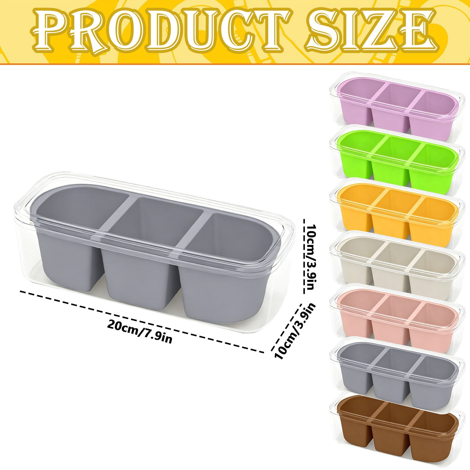 1 Pc Ice Cube Tray with Lid, Stackable Silicone Ice Trays, Easy Release Flexible Ice Cube Molds, for Kitchen, RV, Coffee, Soup and Food, 7.9x3.9x3.9 inch