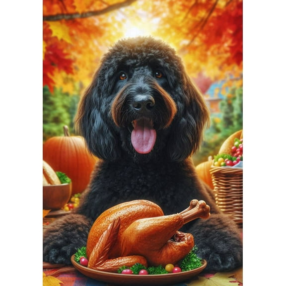 Goldendoodle Black -  Best of Breed DCR Thanksgiving House Flag 28" x 40"