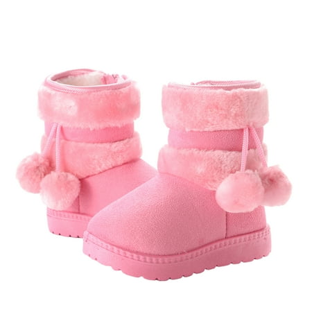 

Foraging dimple Toddler Kids Baby Shoes Children Boys Girls Solid Warm Outdoor Shoes Boots Pink