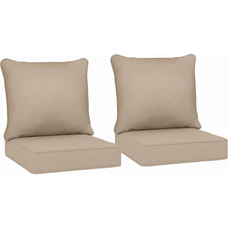 FeGemax Outdoor Chair Cushions Set of 2 Fade Resistant 24 x 24 in Deep Seat Patio Cushions for Chair Sofa and Outdoor Furniture Beige