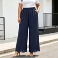 thumbnail image 2 of Pants for Women Plus Size Wide Leg Loose Fit Lightweight Elastic Waisted Pants with Pockets XL-5XL, 2 of 7