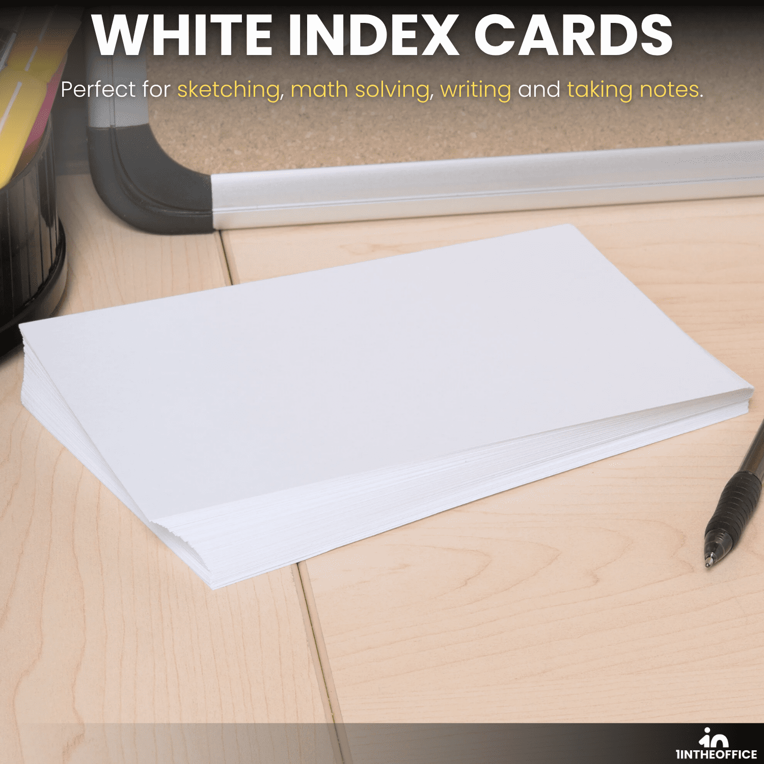 1InTheOffice Index Cards 5x8 Blank, Unruled Index Cards, White, 500/Pack