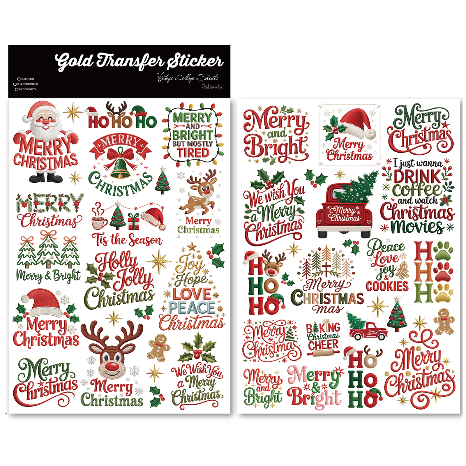 UV DTF Decal Cup Wrap Vintage Rub On Transfers Stickers for Crafts Holiday Theme Vibrant Crystal Glossy Surface Decals DIY Use for Glass Wood Rocks