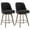 PU / Black -【Set of 2 】- 26" Counter Height, variant on Foreate Swivel Bar Stools Set of 2, 26" Counter Height, Upholstered Linen Fabric with Mid-Back & Wood Legs, Modern Chair Island Stool for Kitchen Pub, Sand Color