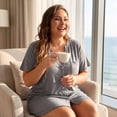 thumbnail image 3 of Agnes Orinda Women's Plus Size Sleepshirt Short Sleeve Soft Pajamas Dress V Neck Button Down Nightgown 2X Gray, 3 of 9