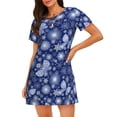 thumbnail image 1 of Saiise Belle Chemise de Nuit à Motif Flocon de Neige Papillon pour Femmes Manches Courtes Col Rond Mignonne Robe de Nuit Confortable, 1 of 6