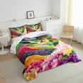 thumbnail image 3 of Castle Fairy Teens Adults Colorful Flowers 3 Pieces Queen Comforter Set,Spring Garden Floral Ultra Soft Bedding Sets,Abstract Gradient Blossoms Bedding Comforter Set Breathable, 3 of 8