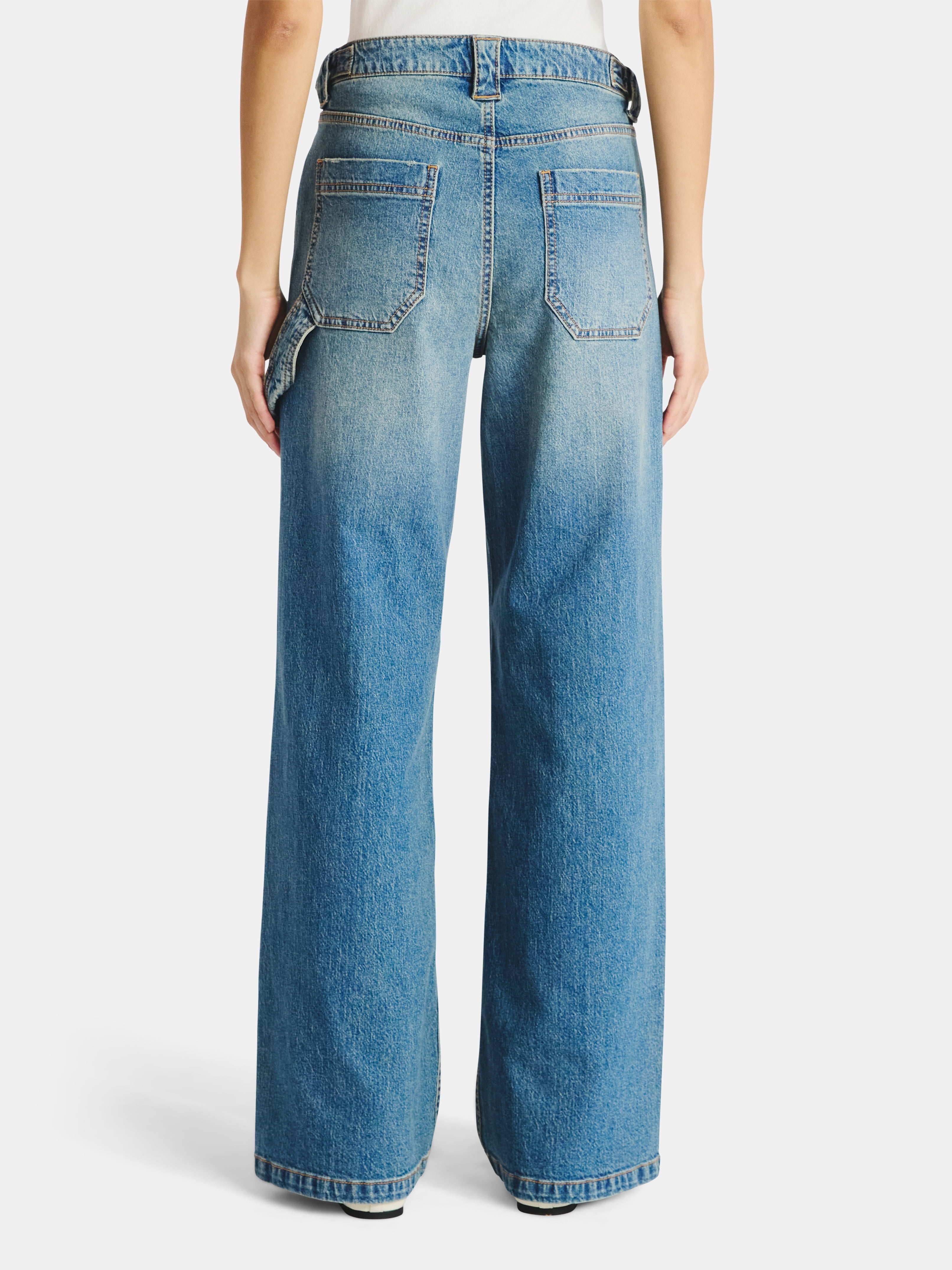 No Boundaries Baggy Carpenter Wide Leg Jeans, 32” Inseam, Women’s Sizes 00-20