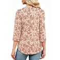 thumbnail image 6 of VDJ Womens Tops Dressy Casual Henley V-Neck Summer Tops Front Pleated Cute Red Floral Shirts Business Work Blouses Outfits Size M, 6 of 7