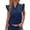 Navy, variant on Women's Denim-Look Round Neck Tops Casual Solid Color Loose Ruffled Cap Sleeves T-shirt Fashion Buttonless Pullover Summer Blouses(Black,M)