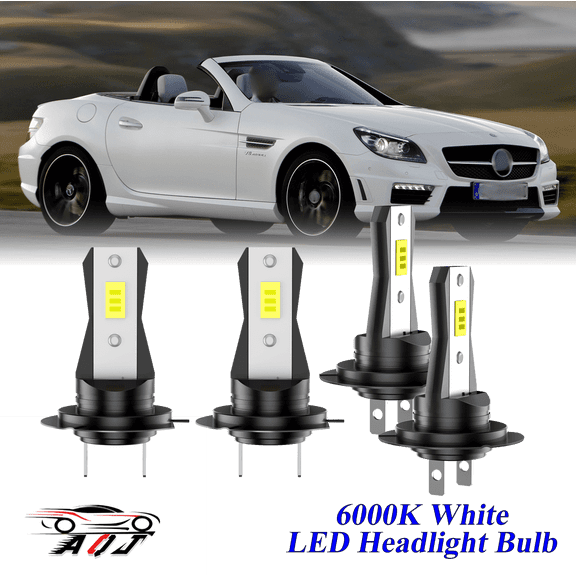 Compatible with Mercedes-Benz SLK55 AMG 2012 2013 2014 2015 2016 LED Headlight Bulbs KIT High Low Beam Combo (Pack of 4) , 6000K White Super Bright, Plug and Play