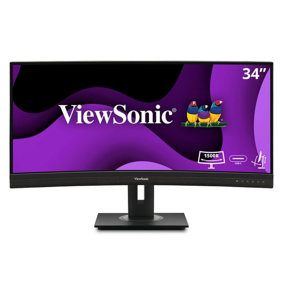 Pre-Owned ViewSonic VG3456C 34 Inch 21:9 UltraWide QHD 1440p Curved Monitor with Ergonomics Design, USB C Docking Built-In, Gigabit Ethernet for Home and Office