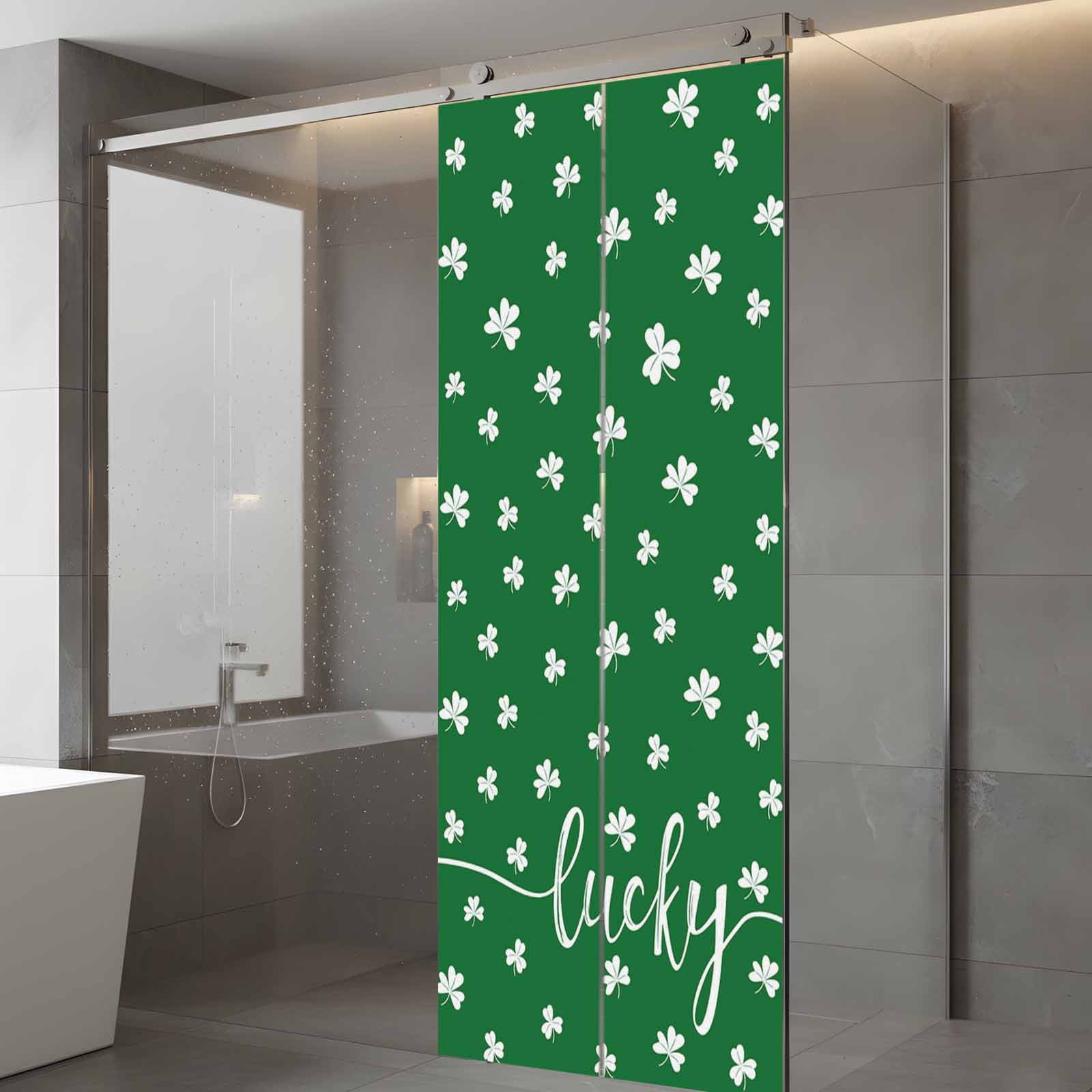 Lucky Shamrock, Window Privacy Film, St. Patrick's Day Irish Clover Green Static Cling UV Sun Blocking Tint Film Heat Control Windows Films for Bedroom Bathroom, Window Stickers 23.6"x59"