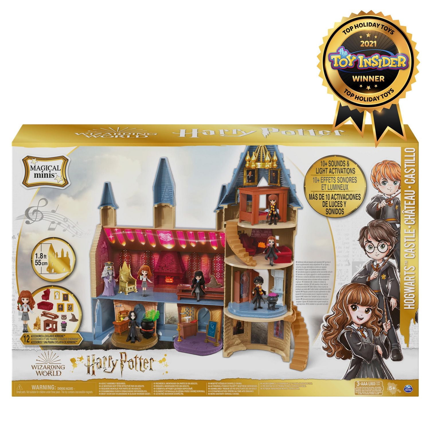 Wizarding World Harry Potter, Magical Minis Hogwarts Castle with 12 Accessories, Lights, Sounds & Exclusive Hermione Doll, Kids Toys for Ages 5 and up
