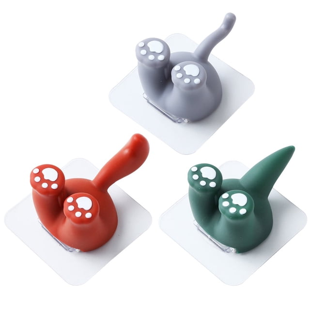 3pcs Punch Free Toothbrush Hooks Animal Shape Plastic Self Adhesive Holder Multi-functional Plug Hooks