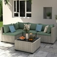 thumbnail image 2 of Amopatio 5 Pieces Patio Conversation Set, Outdoor Sectional PE Rattan Wicker Furniture Seat,GREEN, 2 of 6