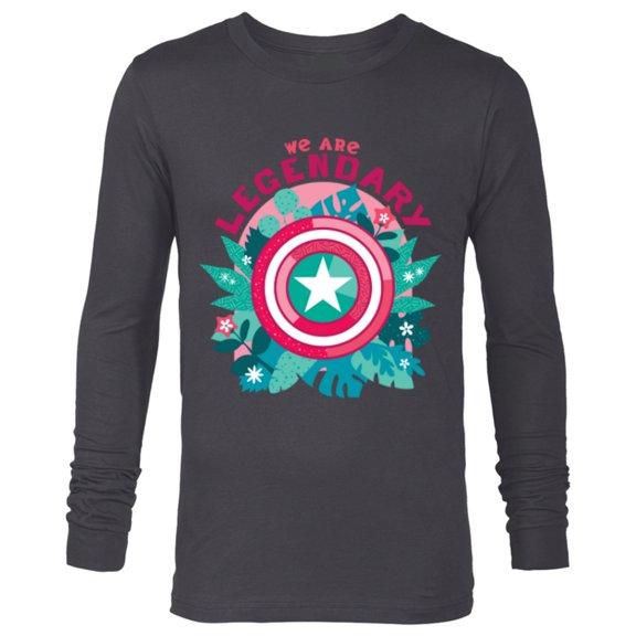 Marvel We Are Groot Captain America We Are Legendary - Long Sleeve T-Shirt for Men - Customized-Charcoal Heather