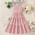 thumbnail image 7 of akafmk Teen Girls Cute Dresses Round Neck Button Down Flowy Tiesred Midi Sundress 7-15 Years, 7 of 7