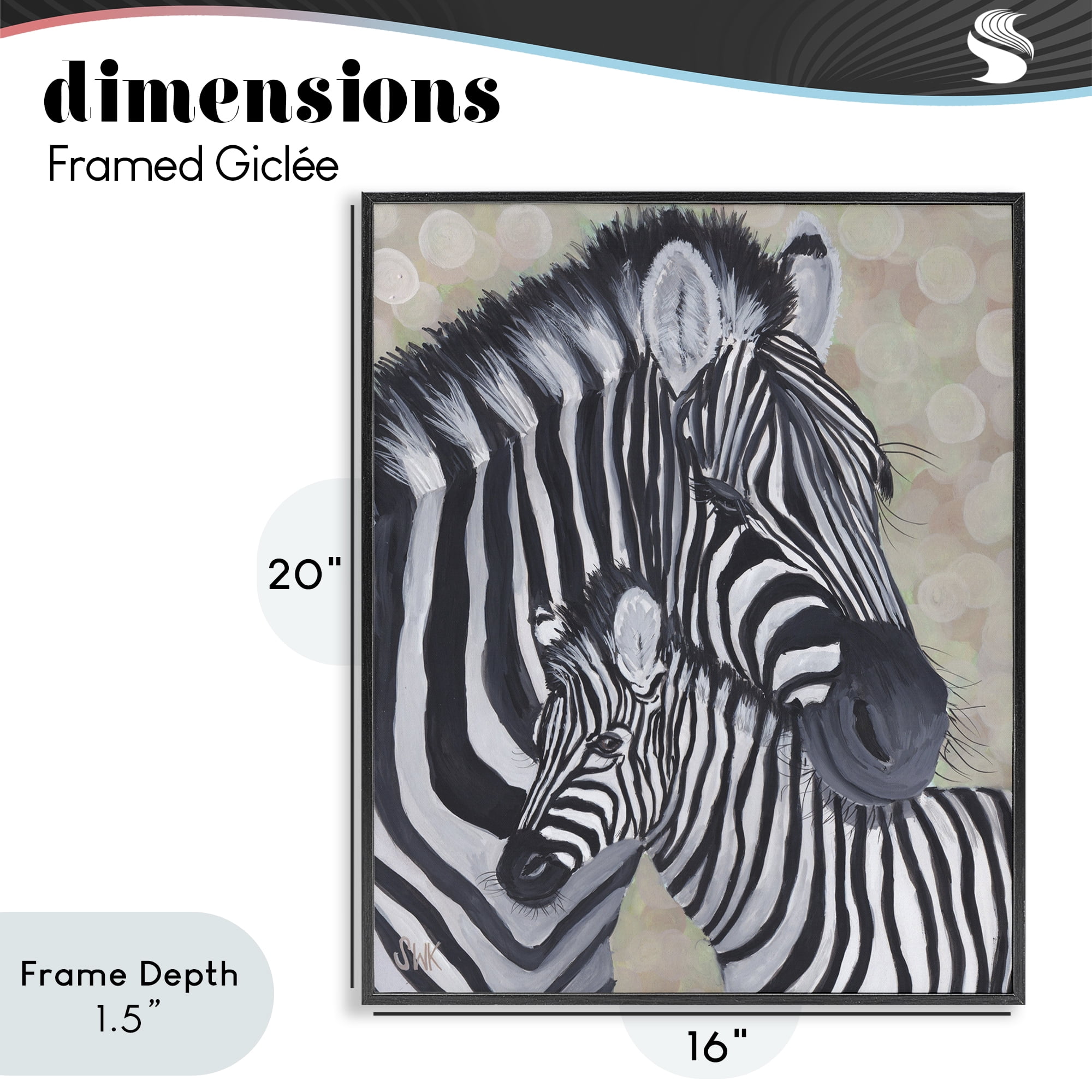 Stupell Industries Mama Zebra & Her Foal Black Framed Giclee Art, design by Sarah Waldron Kimball