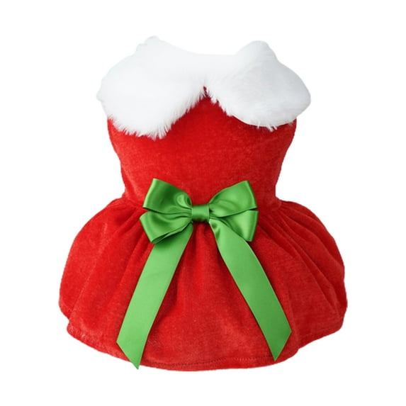 Cosplay Santa Claus Pet Dress - Belt Decoration, Bow Tie, Comfortable, Breathable - Party Accessory - Golden Velvet Christmas Festival Pet Skirt for Puppy