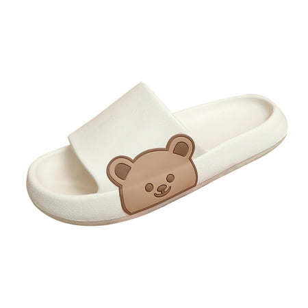 

Smiley Cute Bear Slippers for Women Man Shower Slippers Bathroom Sandals Comfy EVA Soft Sole Smiley Face Slides Cute Slides Couple Indoor Cute Slippers Non-slip Men Women Household Slippers