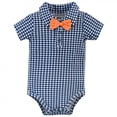 thumbnail image 4 of Little Treasure Baby Boy Cotton Bodysuit, Pant and Shoe 3pc Set, Checkered Collar, 0-3 Months, 4 of 4