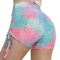 thumbnail image 6 of Zpanxa Womens 2 Piece Butt Lifting Yoga Shorts Workout High Waist Tummy Control Booty Pants Solid Tight Elasticity Sports Bubble Yoga Pants Athletic Workout Shorts Biker Shorts Pink,Green XXL, 6 of 8