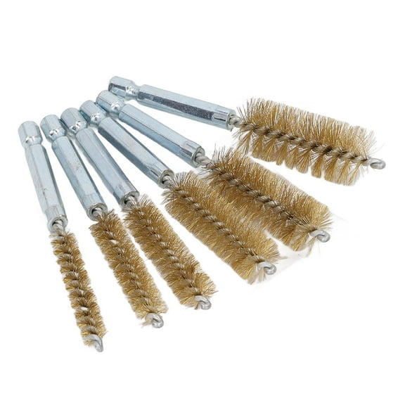 6PCS Bore Brush, 4in Rust Proof Twisted Wire Cleaning Brush with 1/4in Hex Shank for Electric Drill Impact Driver for Power Drill Cleaning Impact Driver Brass Wire Yellow