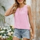 thumbnail image 3 of Camiseta sin mangas de color liso con cuello redondo y pliegues de encaje para mujer - Detalles femeninos, lavable a máquina, tallas S-XXL, contorno de pecho 93-119 cm, 3 of 8