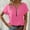 Pink, variant on Women's Casual Zip-Front V-Neck Blouse Short Sleeve Solid Color Stretch Work Shirt For Summer Pink,2XL