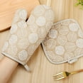 thumbnail image 5 of Oven Mitt and Pot Holder, 10.2 Inch Non-Slip Oven Glove Leaf Pattern Hot Pads for Grilling, Baking, Hold Hot Pots Pans, 5 of 6