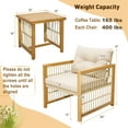 thumbnail image 3 of Costway 3PCS Patio PE Wicker Conversation Set Acacia Wood Frame withSeat & Back Cushions, 3 of 8