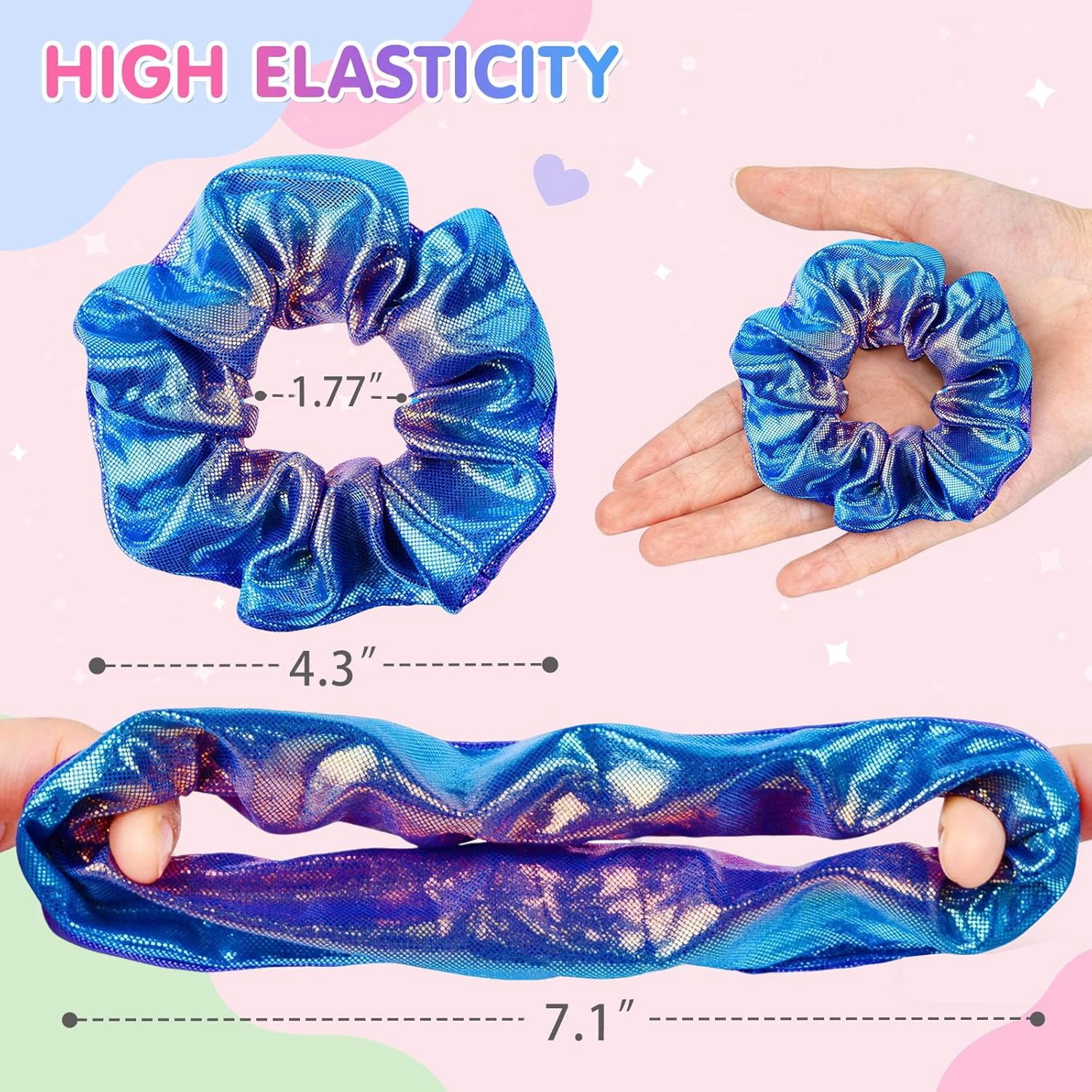 24Pcs Hair Scrunchies for Girls Shiny Metallic Scrunchies Cute Elastic Hair Bands Scrunchy Hair Ties Ponytail Holder for Girls Women Hair Accessories with a Gift Bag for Gym Dance Party Club