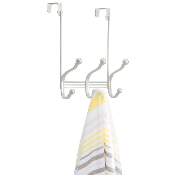 iDesign White York Metal Over the Door Organizer, 3Hook Rack, 8.25" x