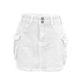 thumbnail image 5 of SONXAHE Dual Button Waist Cargo Mini Skirt for Women Side Cargo Pocket Street Daily Denim Skort, 5 of 6