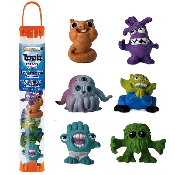 Safari Ltd. Friendly Aliens Designer TOOB - 6 Miniature Alien Figurines - Fun Toy Set for Boys, Girls, and Kids Ages 3 