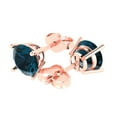 thumbnail image 2 of Clara Pucci 3Ct Natural London Blue Topaz Round Cut VVS1 Push Back Stud 18k Solid hypoallergenic Gold Designer Earrings For December, 2 of 7