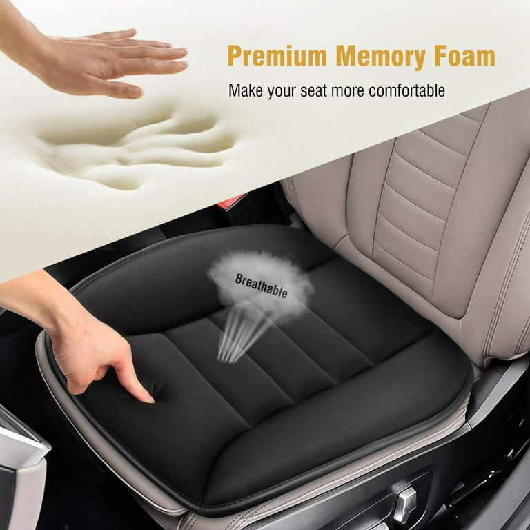 TISHIJIE Memory Foam Lumbar Support Pillow for Car - Mid/Lower Back Support  Cushion for Car Seat (Beige)