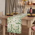 thumbnail image 2 of Table Runners 72 Inches Long Dress Scarves, St Patrick's Day Farmhouse Kitchen Table Runner, Coffee Tablerunners, Spring Leaves Green Flowers Plants Beige 18x72 Inch, 2 of 9