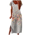 thumbnail image 2 of SMihono Robes Bohèmes d'Été pour Femmes Grande Taille à Col Rond à Manches Courtes Imprimé Quotidien Décontracté Vintage Robe Maxi Bohème, 2 of 5