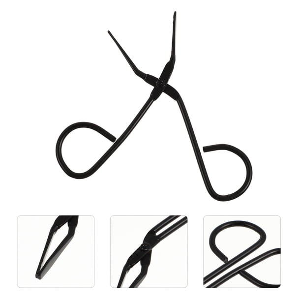 Luxshiny 1Ud Pinzas Faciales Inoxidable Negro Para Con Punta Inclinada Y Mango Tijera