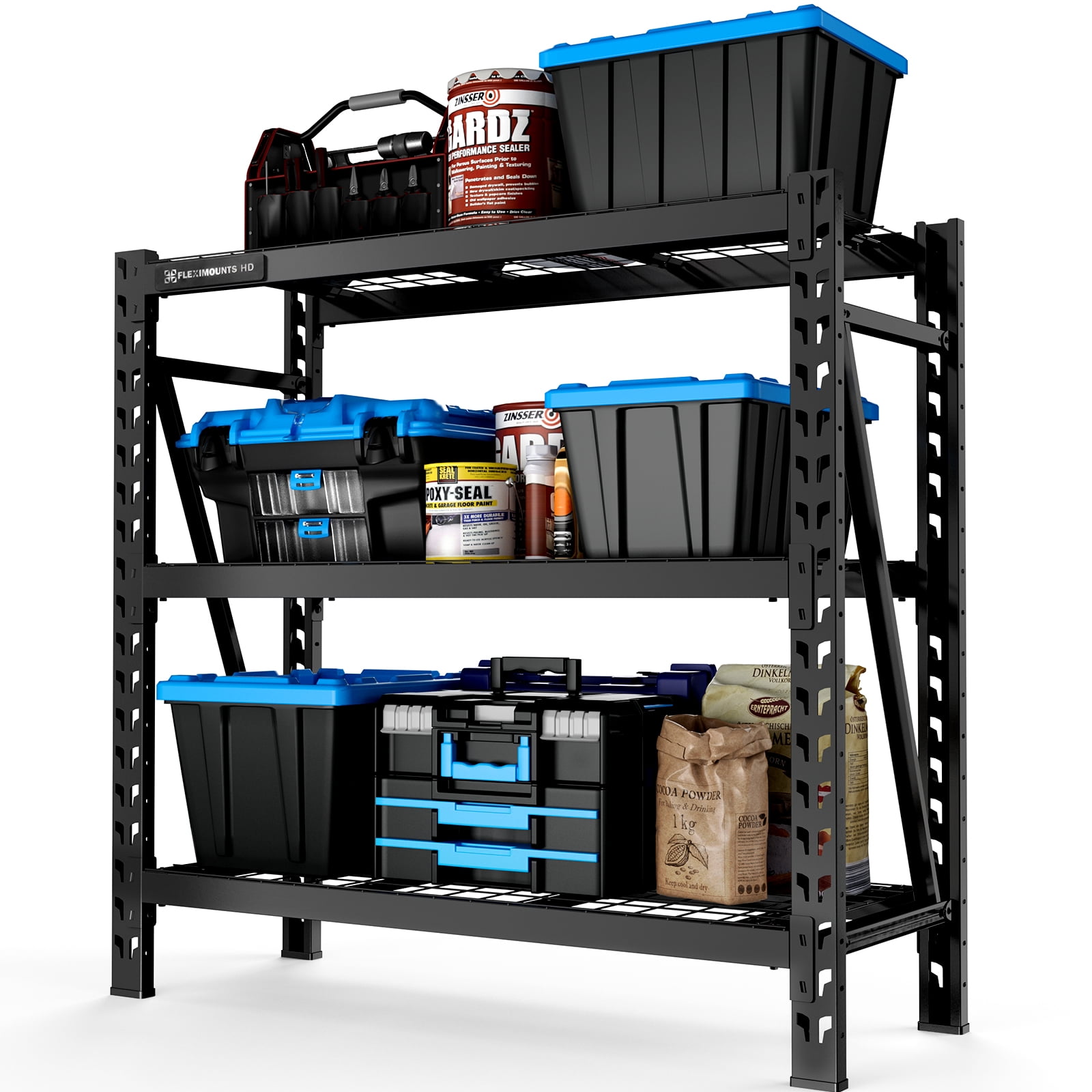 FLEXIMOUNTS 2 x 4 ft 3 Shelf Steel Wire Decks Storage Racks 4650 lbs Weight Capacity Heavy Duty