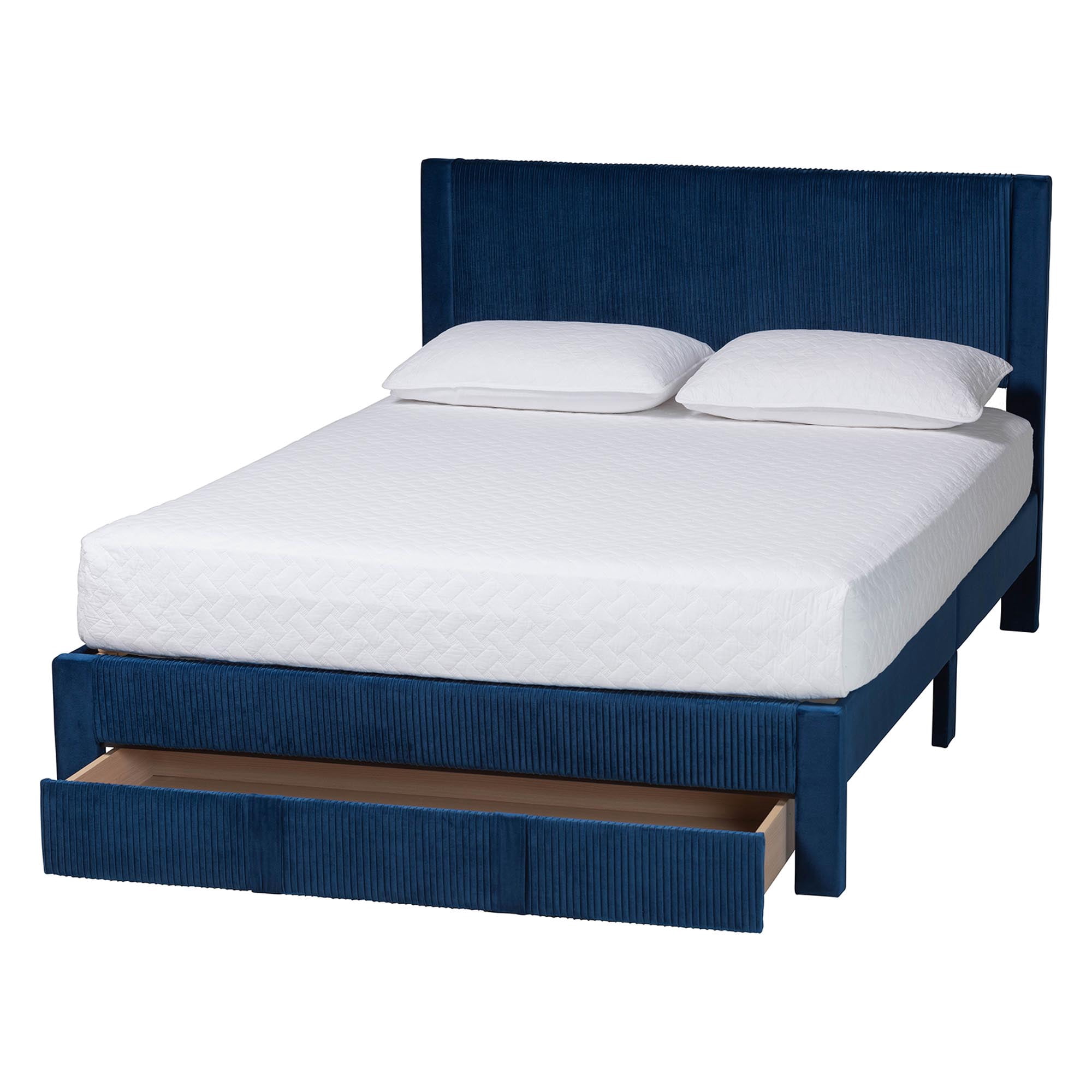 Baxton Studio Elora Modern Storage Bed, Queen, Navy Blue