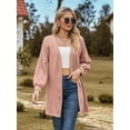 thumbnail image 5 of Women'S Crochet Open Cardigan Long Sleeve Cover Up Summer Pink L, 5 of 7