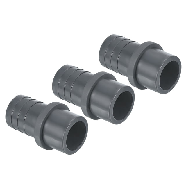 Unique Bargains UPVC Reducer Pipe Fitting 32mm OD 30mm Barbed, 3 Pack Straight Coupling Adapter Connector, Grey