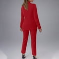 thumbnail image 5 of Erwazi Two Piece Sets for Women Trendy Jacket and Pants Business Work Blazer Suits Outfits Set, Red, 2XL, 5 of 5