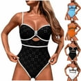thumbnail image 5 of ZQUUVOU Women's One Piece Bikini Swimsuit Spaghetti Strap Cutout Bathing Suit Comfortable Color Block Tummy Control Monokini Blue, 5 of 5