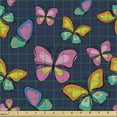 thumbnail image 2 of Ambesonne Nature Fabric by the Yard Upholstery, Colorful Flying Butterflies, 1 Yard, Indigo and Multicolor, 2 of 5